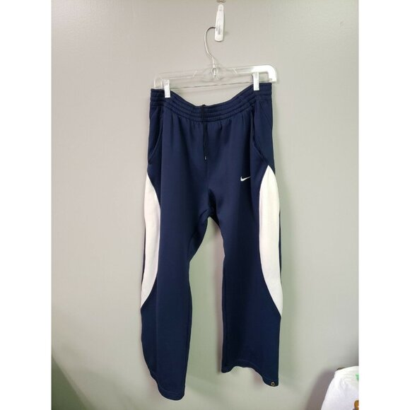Mens Nike Dri Fit Navy Blue Athletic Jogger Track Pants Size L button  Leg - Picture 1 of 5